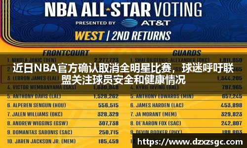 近日NBA官方确认取消全明星比赛，球迷呼吁联盟关注球员安全和健康情况